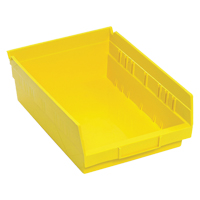 Shelf Bins, 8-3/8" W x 4" H x 11-5/8" D, Yellow, 30 lbs. Capacity Kelford