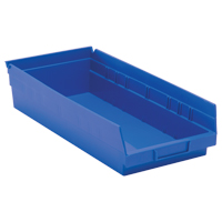 Bacs de rangement pour tablettes, 8-3/8" la x 4" H x 17-7/8" p, Bleu, Capacit&eacute; 40 lb Kelford