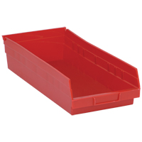 Bacs de rangement pour tablettes, 8-3/8" la x 4" H x 17-7/8" p, Rouge, Capacit&eacute; 40 lb Kelford