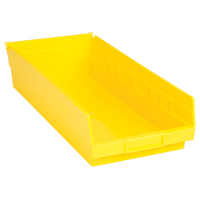 Bacs de rangement pour tablettes, 8-3/8" la x 4" H x 17-7/8" p, Jaune, Capacit&eacute; 40 lb Kelford