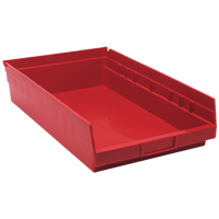 Shelf Bins, 11-1/8" W x 4" H x 17-7/8" D, Red, 40 lbs. Capacity Kelford
