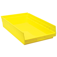 Shelf Bins, 11-1/8" W x 4" H x 17-7/8" D, Yellow, 40 lbs. Capacity Kelford