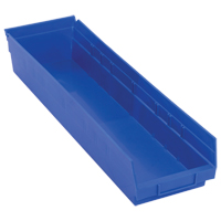 Bacs de rangement pour tablettes, 6-5/8" la x 4" H x 23-5/8" p, Bleu, Capacit&eacute; 50 lb Kelford