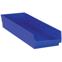 Bacs de rangement pour tablettes, 8-3/8" la x 4" H x 23-5/8" p, Bleu, Capacit&eacute; 50 lb Kelford