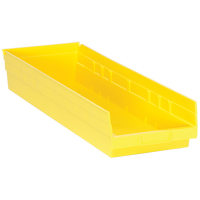 Bacs de rangement pour tablettes, 8-3/8" la x 4" H x 23-5/8" p, Jaune, Capacit&eacute; 50 lb Kelford