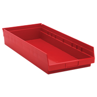 Bacs de rangement pour tablettes, 11-1/8" la x 4" H x 23-5/8" p, Rouge, Capacit&eacute; 50 lb Kelford