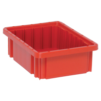 Divider Box<sup>®</sup> Containers, Plastic, 10.9" W x 8.3" D x 3.5" H, Red CC934 | Kelford