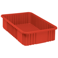Contenants Divider Box, Plastique, 22,5" la x 17,5" p x 6" h, Rouge Kelford