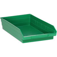 Shelf Bins, 11-1/8" W x 4" H x 17-7/8" D, Green, 40 lbs. Capacity Kelford