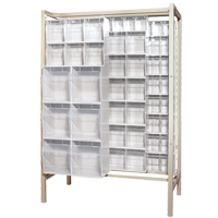 Syst&egrave;me de stockage &agrave; glissi&egrave;re &agrave; bacs basculants autonome, 51-1/4" la x 26" p x 77" h, 101 tiroirs Kelford