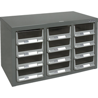 KPC-100 Parts Cabinet, Galvanized Steel, 12 Drawers, 23" x 11-2/5" x 13-4/5", Grey Kelford