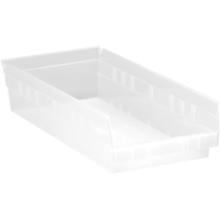 Bacs de rangement pour tablettes, 8-3/8" la x 4" H x 17-7/8" p, Transparent, Capacit&eacute; 40 lb Kelford