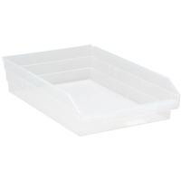 Bacs de rangement pour tablettes, 11-1/8" la x 4" H x 17-7/8" p, Transparent, Capacit&eacute; 40 lb Kelford