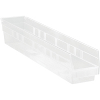 Bacs de rangement pour tablettes, 4-1/8" la x 4" H x 23-5/8" p, Transparent, Capacit&eacute; 50 lb Kelford