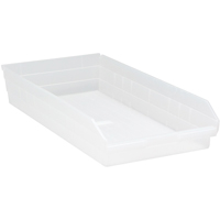 Bacs de rangement pour tablettes, 11-1/8" la x 4" H x 23-5/8" p, Transparent, Capacit&eacute; 50 lb Kelford