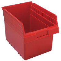 Store-Max Shelf Bins, 8-3/8" W x 8" H x 11-5/8" D, Red, 44 lbs. Capacity Kelford