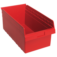Store-Max Shelf Bins, 11-1/8" W x 8" H x 17-7/8" D, Red, 56 lbs. Capacity Kelford