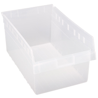 Store-Max Shelf Bins, 11-1/8" W x 8" H x 17-7/8" D, Clear, 56 lbs. Capacity Kelford