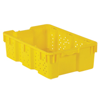 Agricultural Plastic Stack-N-Nest Container, 16" x 23.9" x 7.3", Yellow CF928 | Kelford