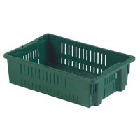 Agricultural Plastic Stack-N-Nest Container, 13.1" x 19.7" x 5.6", Green CF929 | Kelford