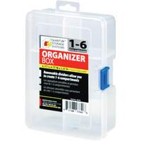 Plastic Compartment Box, 4.75" W x 6.75" D x 2.25" H, 6 Compartments Kelford