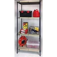 &eacute;tag&egrave;re en fils m&eacute;talliques avec tablettes en plastique, Cadre en fils m&eacute;talliques avec tablettes en plastique, Sans boulons, Capacit&eacute; 600 lb, 30" la x 72" h x 18" p Kelford
