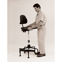 Industrial Stool, Stationary, Adjustable, 38" - 45", Polyurethane Seat, Black Kelford