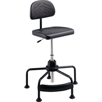 Industrial Seating, Stationary, Adjustable, 17" - 35", Polyurethane Seat, Black Kelford