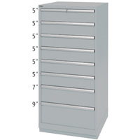 Drawer Cabinets, 8 Drawers, 28-1/4" W x 28-1/2" D x 59-1/2" H, Grey Kelford