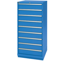 Drawer Cabinets, 9 Drawers, 28-1/4" W x 28-1/2" D x 59-1/2" H, Bright blue Kelford