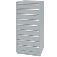 Drawer Cabinets, 9 Drawers, 28-1/4" W x 28-1/2" D x 59-1/2" H, Grey Kelford