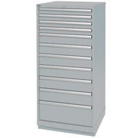 Drawer Cabinets, 11 Drawers, 28-1/4" W x 28-1/2" D x 59-1/2" H, Grey Kelford