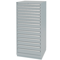 Drawer Cabinets, 15 Drawers, 28-1/4" W x 28-1/2" D x 59-1/2" H, Grey Kelford