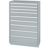 Drawer Cabinets, 9 Drawers, 40-1/4" W x 22-1/2" D x 59-1/2" H, Grey Kelford