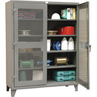 Heavy-Duty Ventilated Storage Cabinets, 4 Shelves, 72" H x 36" W x 24" D, Steel, Grey FI329 | Kelford