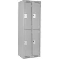 Clean Line Lockers, 2 -tier, Bank of 2, 24" x 18" x 72", Steel, Grey, Rivet (Assembled) Kelford
