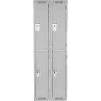 Clean Line Lockers, 2 -tier, Bank of 2, 24" x 18" x 72", Steel, Grey, Rivet (Assembled) Kelford