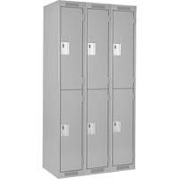 Clean Line Lockers, 2 -tier, Bank of 3, 36" x 18" x 72", Steel, Grey, Rivet (Assembled) Kelford