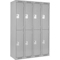 Clean Line Lockers, 2 -tier, Bank of 4, 48" x 18" x 72", Steel, Grey, Rivet (Assembled) Kelford
