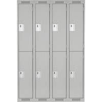 Clean Line Lockers, 2 -tier, Bank of 4, 48" x 18" x 72", Steel, Grey, Rivet (Assembled) Kelford