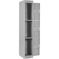 Clean Line Lockers, 3 -tier, Bank of 4, 48" x 18" x 72", Steel, Grey, Rivet (Assembled) Kelford