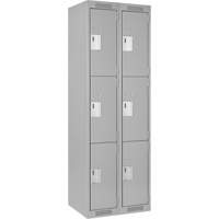 Clean Line Lockers, 3 -tier, Bank of 2, 24" x 18" x 72", Steel, Grey, Rivet (Assembled) Kelford