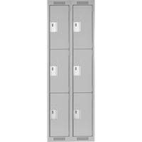 Clean Line Lockers, 3 -tier, Bank of 2, 24" x 18" x 72", Steel, Grey, Rivet (Assembled) Kelford
