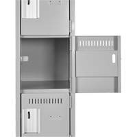 Clean Line Lockerette , 6 -tier, Bank of 4, 48" x 18" x 82", Steel, Beige, Rivet (Assembled) Kelford