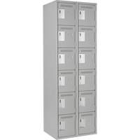 Clean Line Lockerettes, 6 -tier, Bank of 2, 24" x 18" x 72", Steel, Grey, Rivet (Assembled) Kelford
