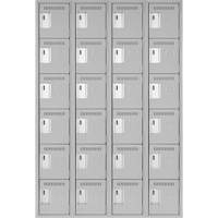 Clean Line Lockerettes, 6 -tier, Bank of 4, 48" x 18" x 72", Steel, Grey, Rivet (Assembled) Kelford