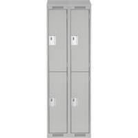 Clean Line Lockers, 2 -tier, Bank of 2, 24" x 18" x 78", Steel, Grey, Rivet (Assembled) Kelford