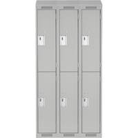 Clean Line Lockers, 2 -tier, Bank of 3, 36" x 18" x 78", Steel, Grey, Rivet (Assembled) Kelford