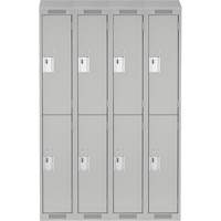 Clean Line Lockers, 2 -tier, Bank of 4, 48" x 18" x 78", Steel, Grey, Rivet (Assembled) Kelford