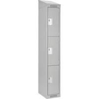 Clean Line Lockers, 3 -tier, 12" x 18" x 78", Steel, Grey, Rivet (Assembled) Kelford